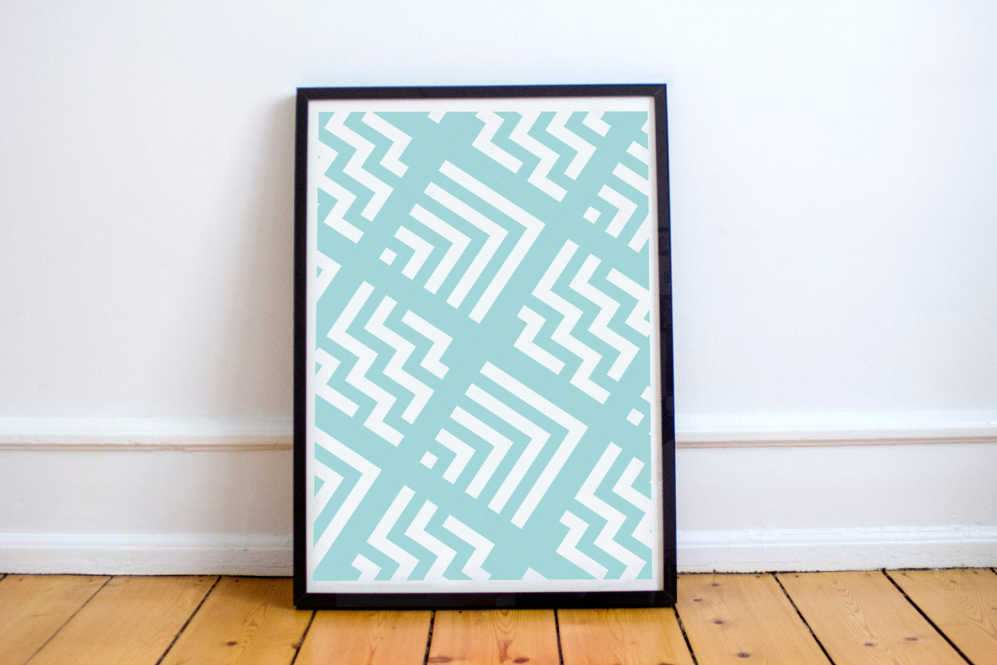 Teal geometric pattern print image 0