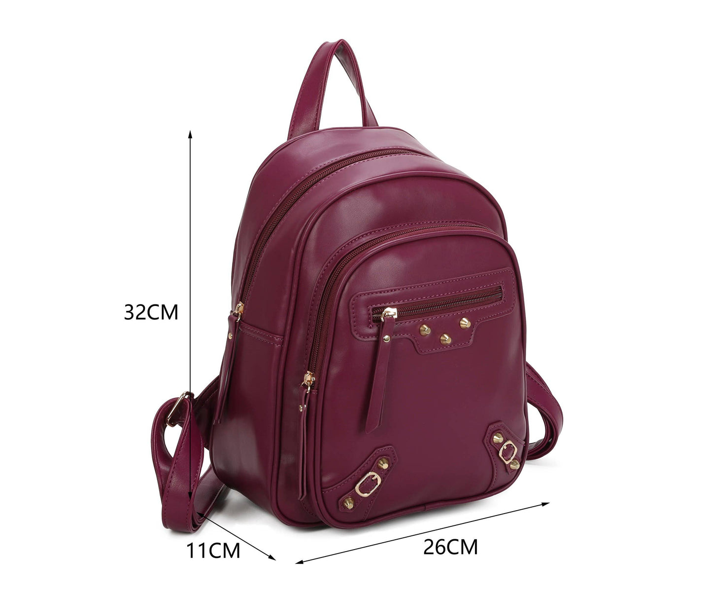 Soft Pu Medium Size Studs Details Backpack Bag