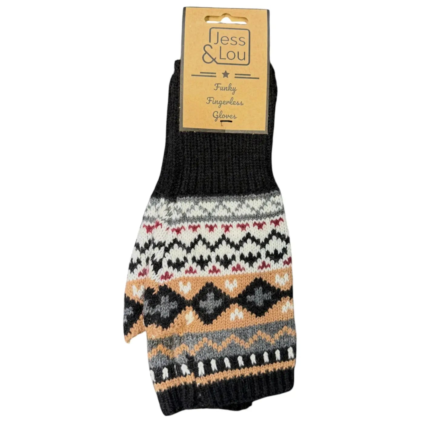 Black Nordic Fingerless Glove/Wrist Warmer