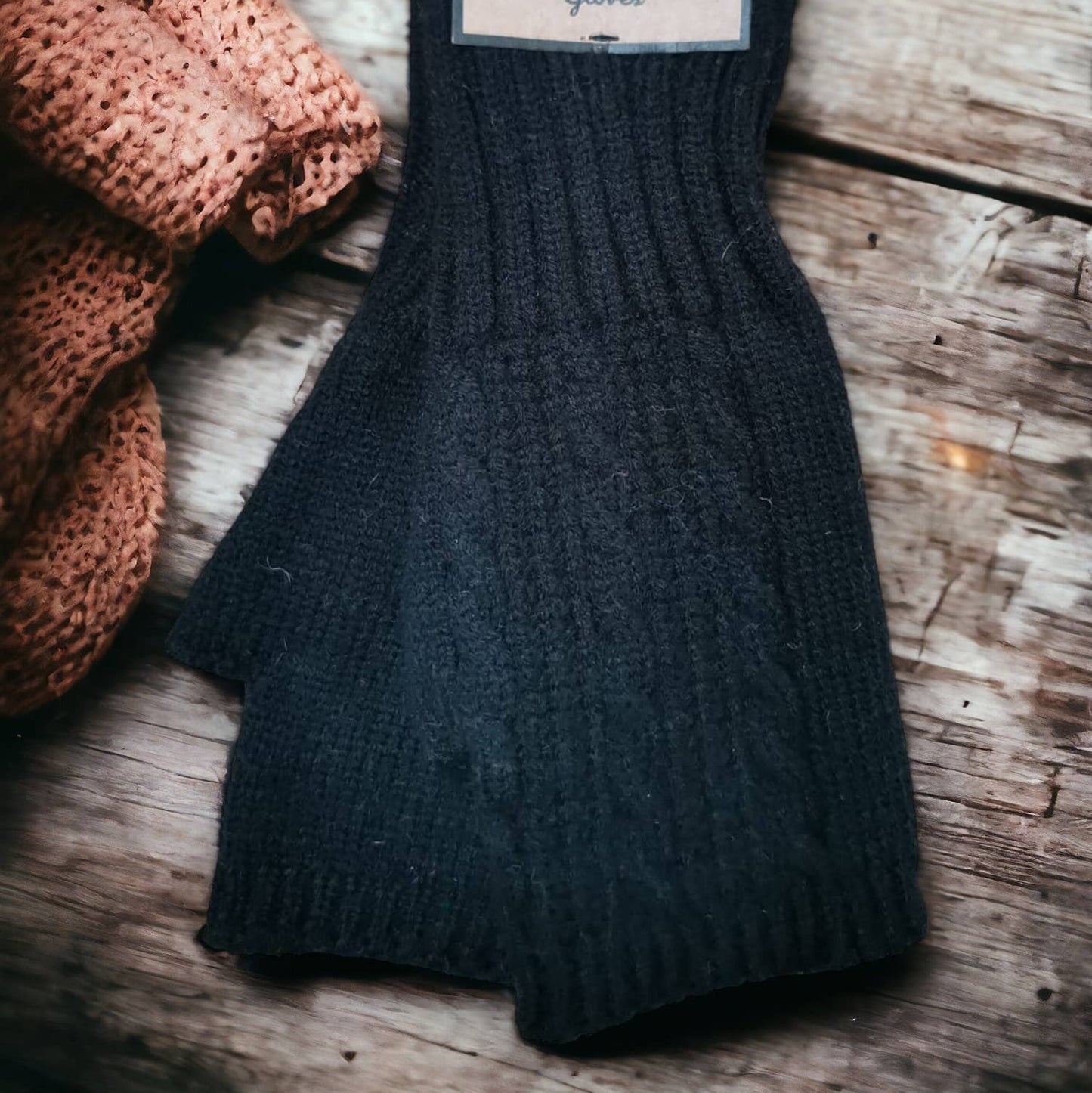 Cosy Fingerless Cable Knit Gloves – Warm & Stylish : Black