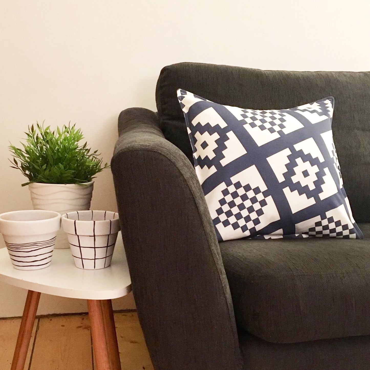 Navy Geo-print Cushion Cover image 0