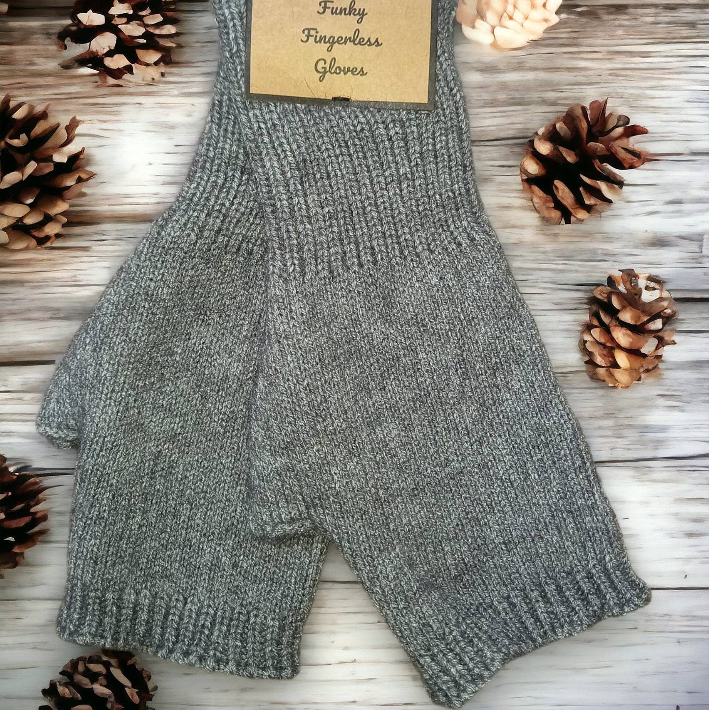 Warm & Classic: Plain Knit Fingerless Gloves: Dark Grey