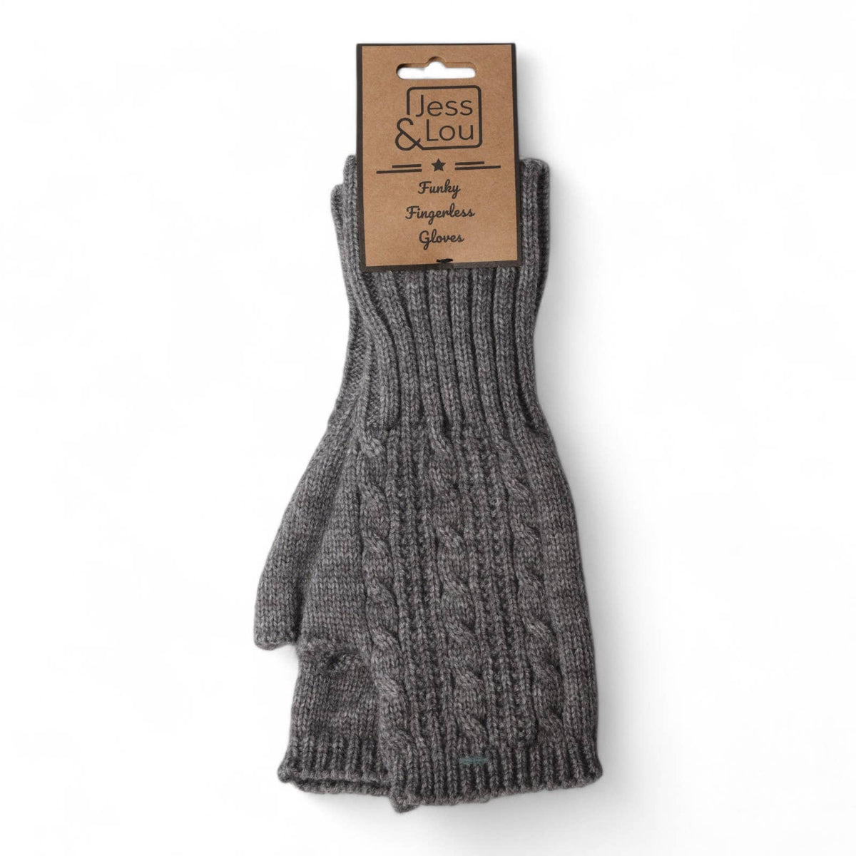 Charcoal Cosy Cable Knit Fingerless Gloves
