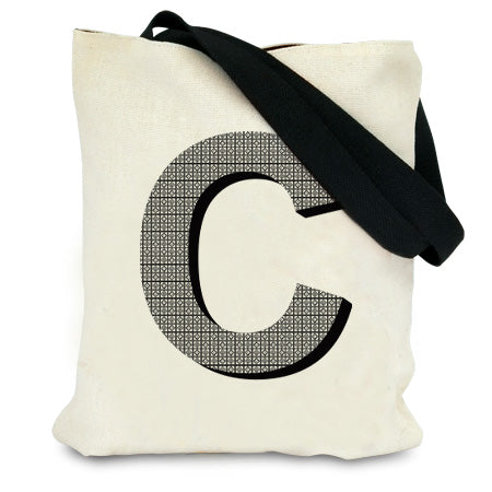 Monogram linen style tote bag