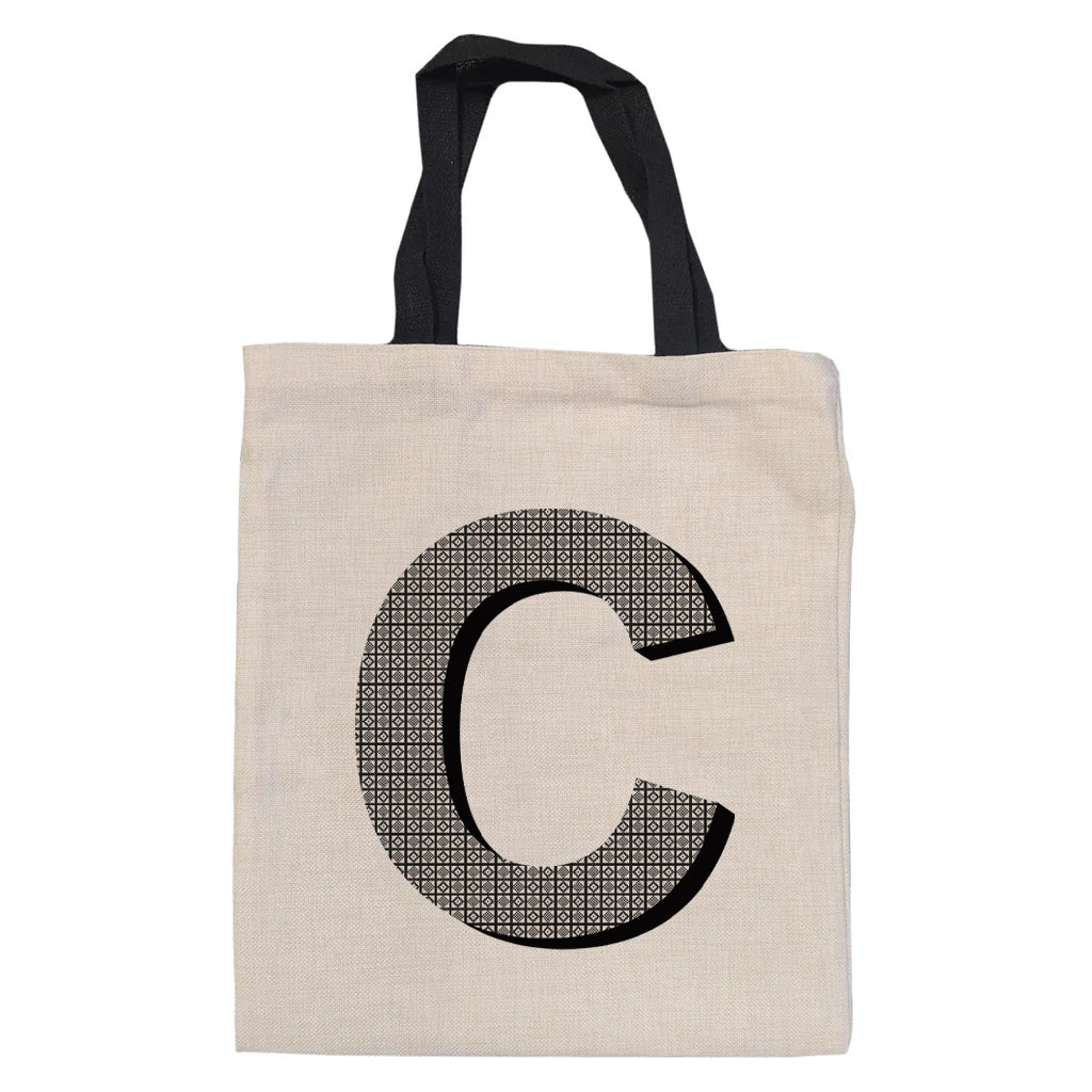 Monogram linen style tote bag