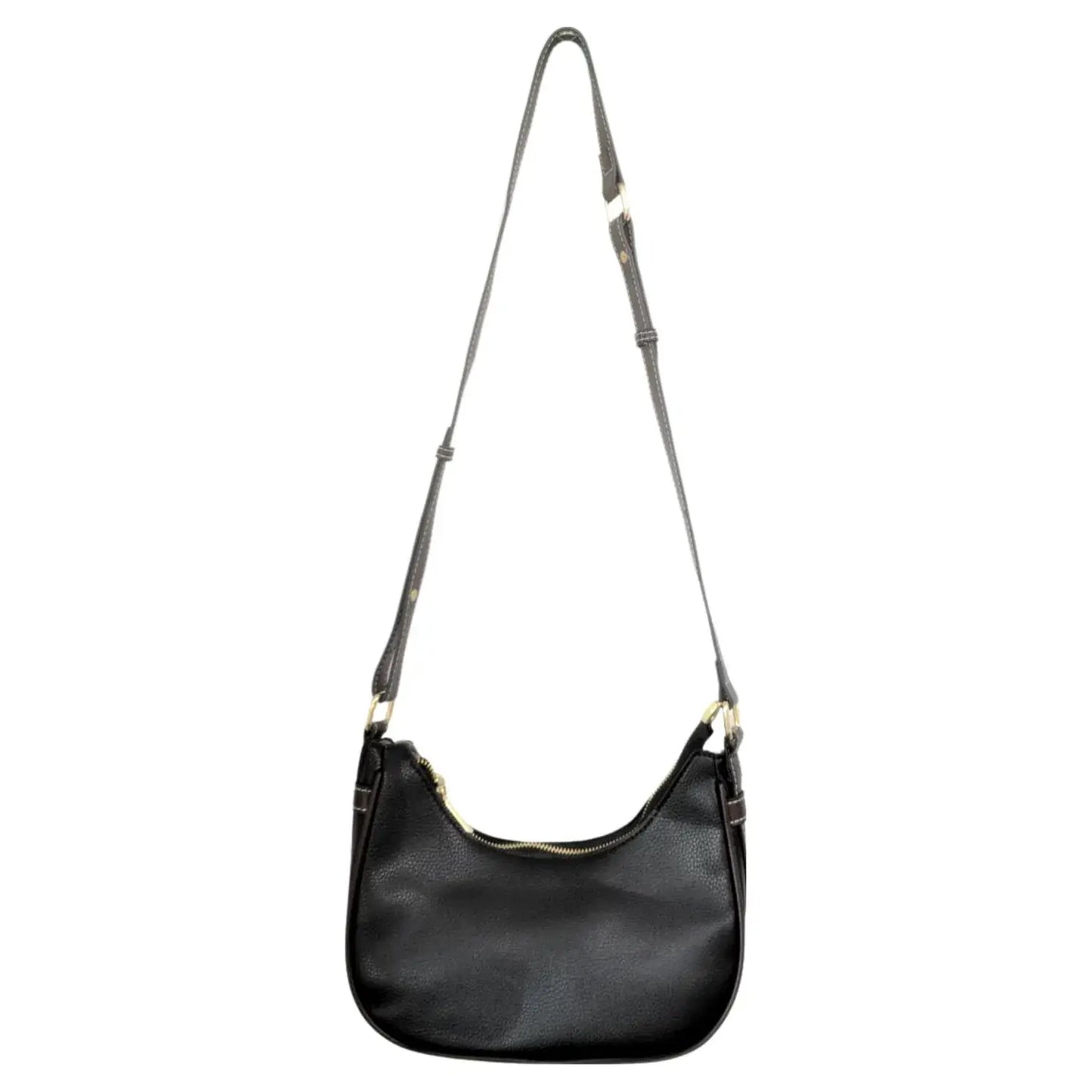 Soft Leather Feel Hobo Bag Shoulder: Black