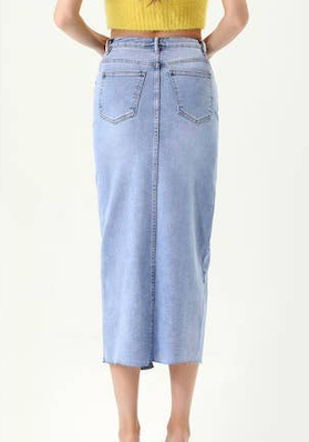 Light denim midi skirt image 4