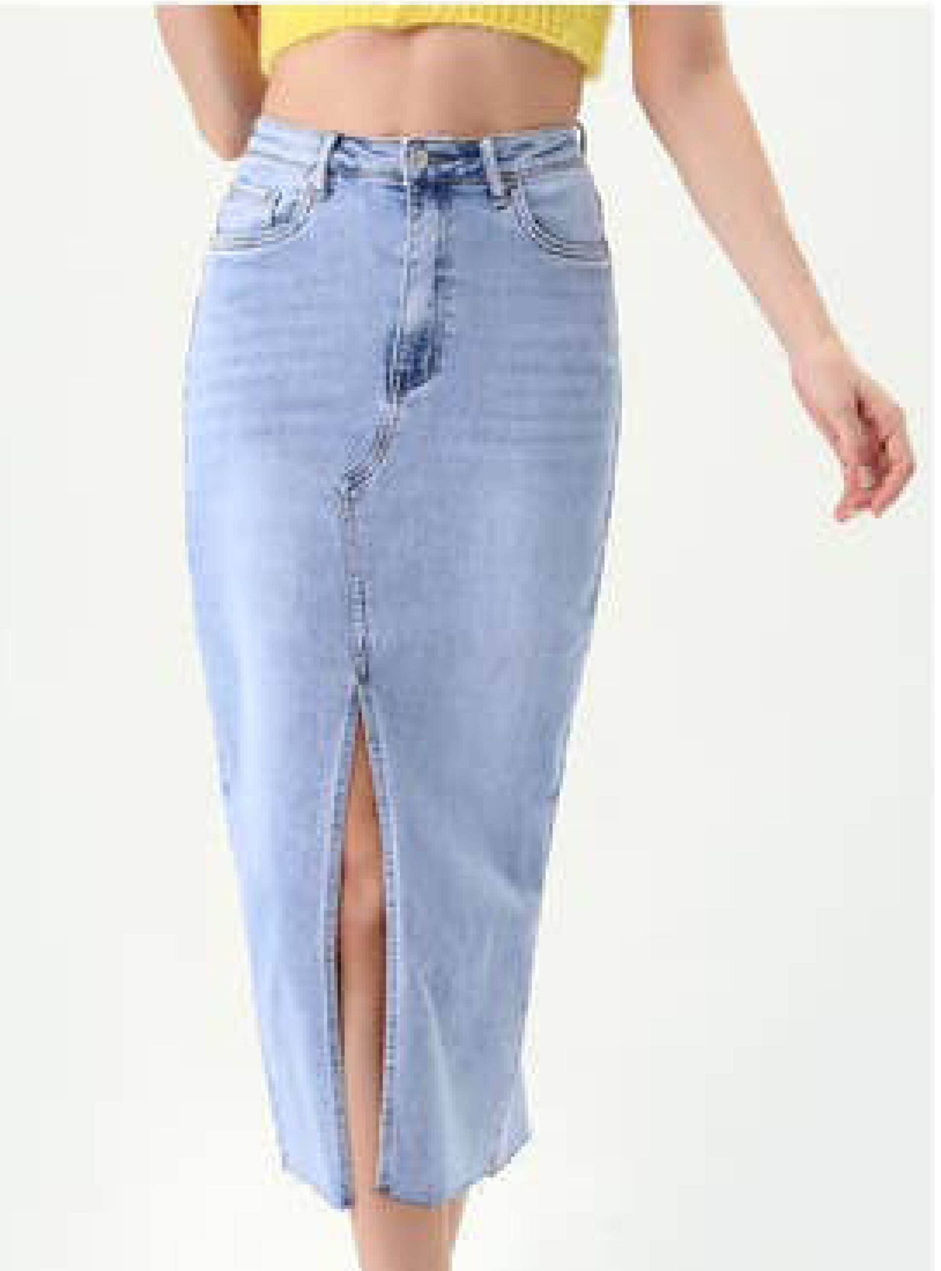 Light denim midi skirt image 3