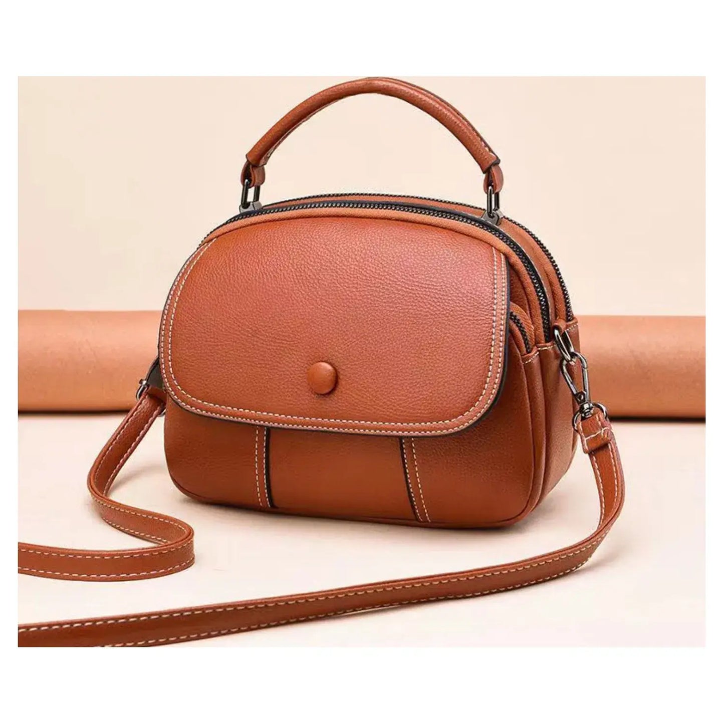 3 Compartments Satchel Bag Cross Body Bag