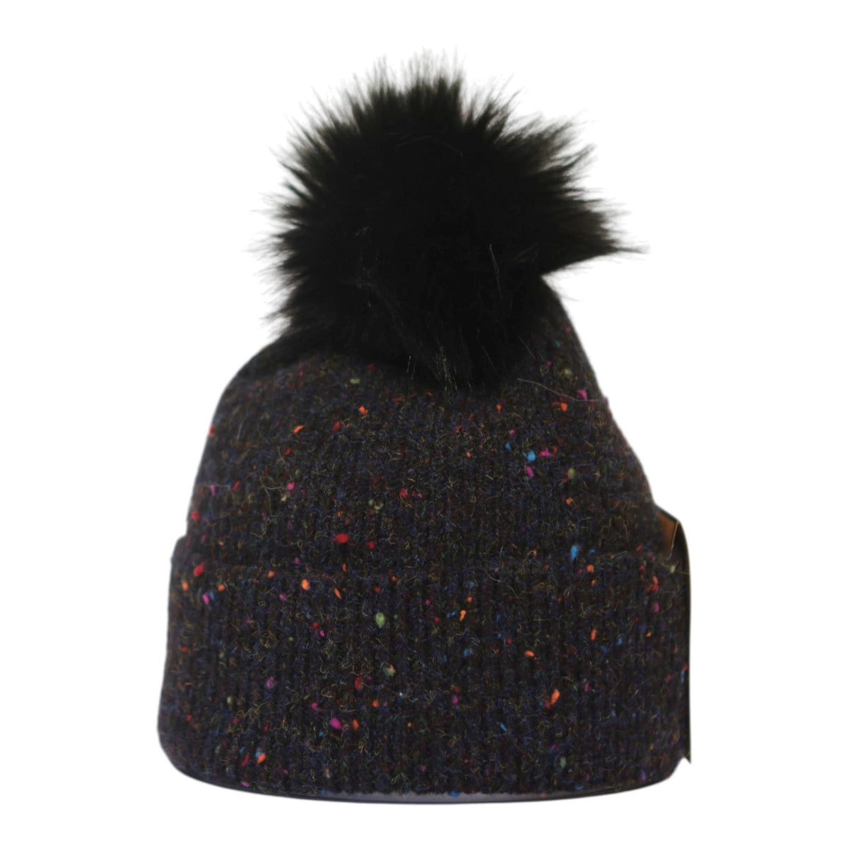 Black Speckle Rib Bobble Hat