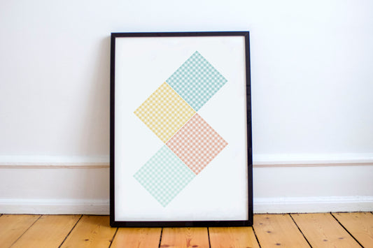 Geometric plaid style poster print image 0