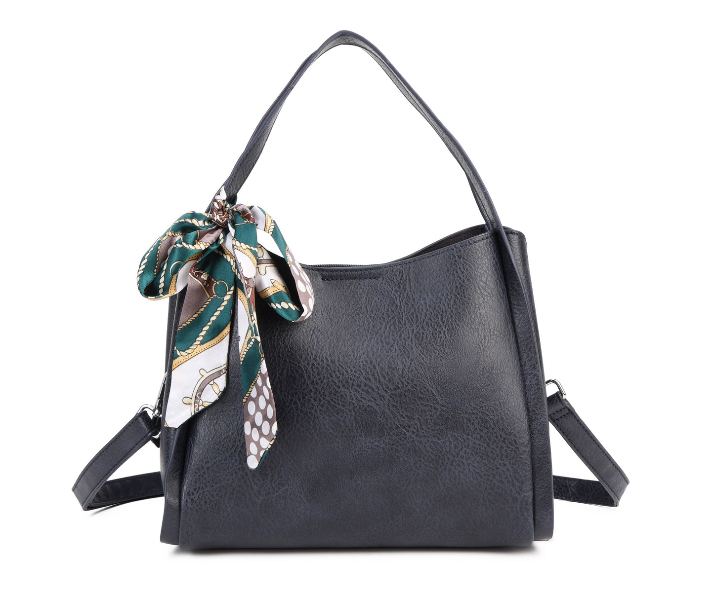 Superbia Medium Silver-toned 3 Compartments Top Handle Navy