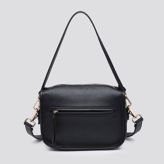 Faux Leather Crossbody Bag: BLACK