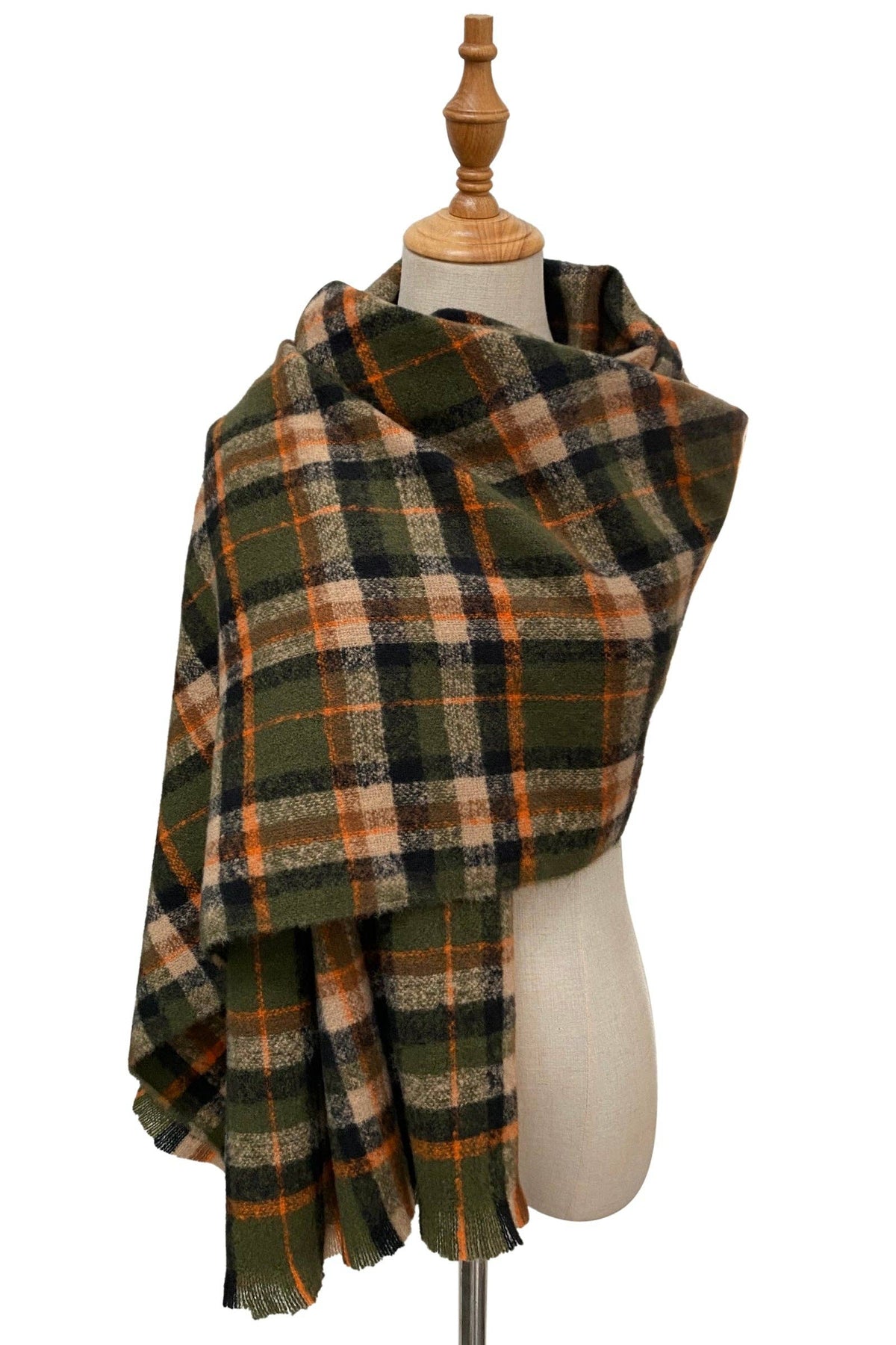 Vibrant Tartan Blanket Wrap: Army Green