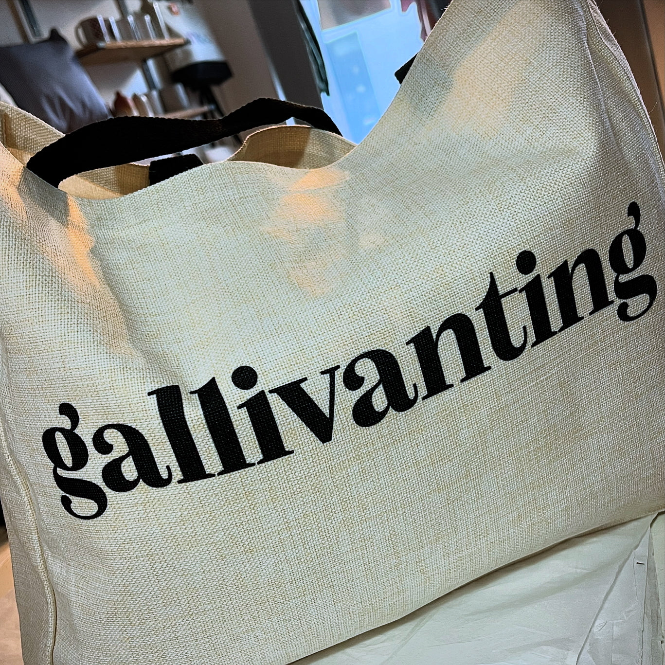 Gallivanting... linen style bag