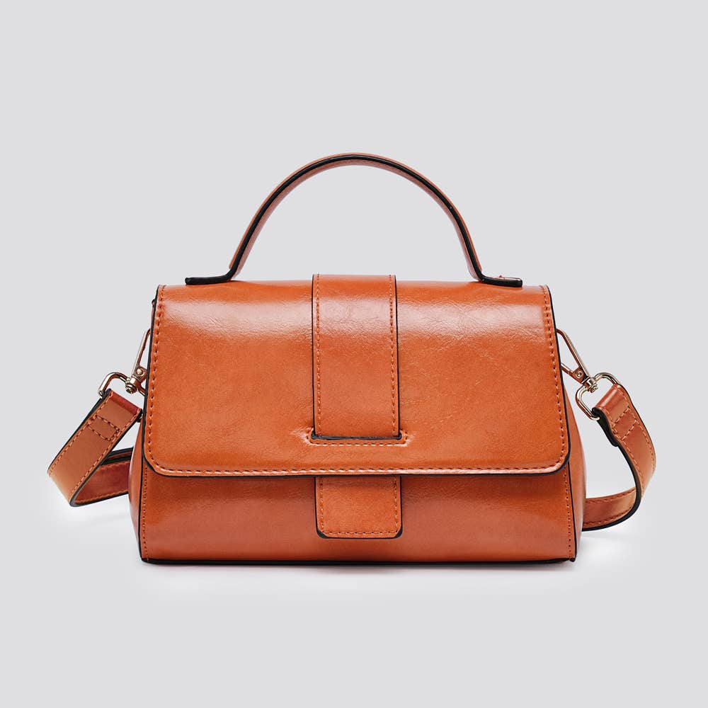 Vegan Leather Mini Crossbody Bag: Orange