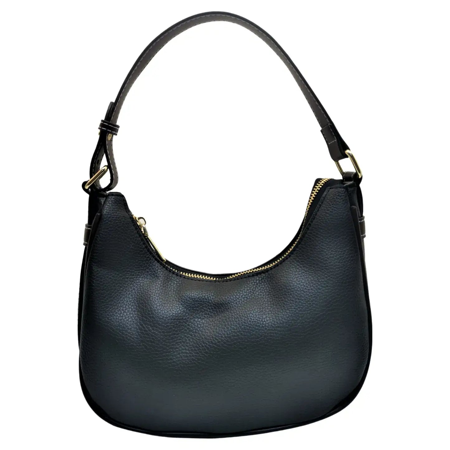 Soft Leather Feel Hobo Bag Shoulder: Black