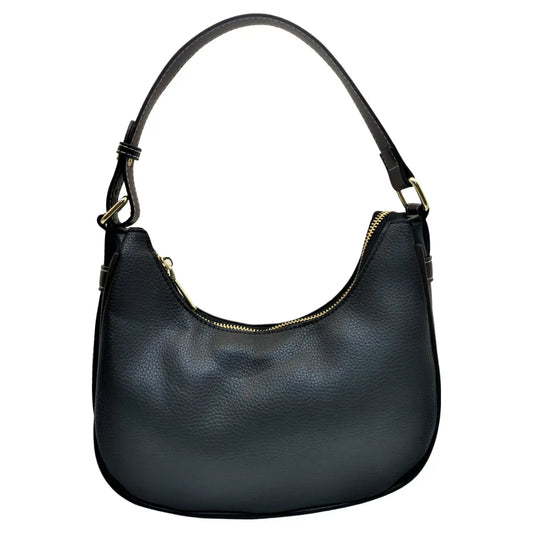 Soft Leather Feel Hobo Bag Shoulder: Black