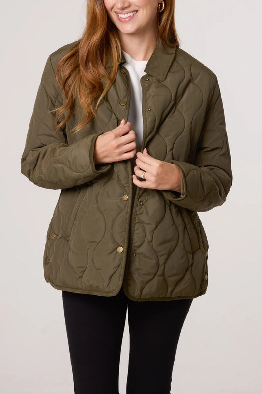 Onion quilted jacket with corduroy collar