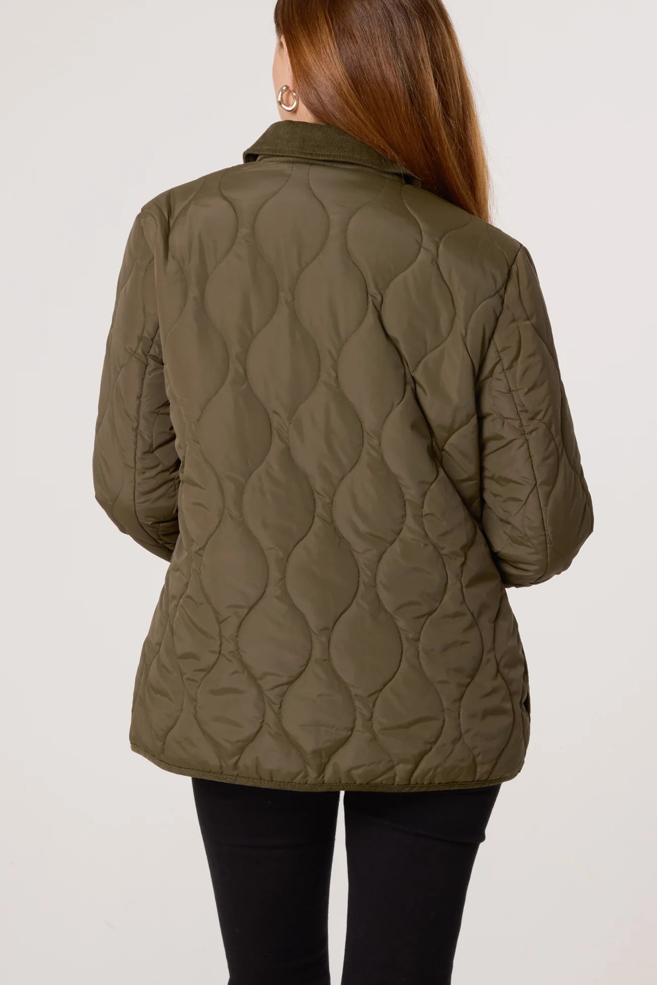 Onion quilted jacket with corduroy collar