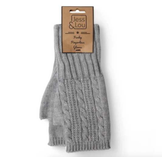 Cosy Fingerless Cable Knit Gloves – Warm & Stylish : Grey