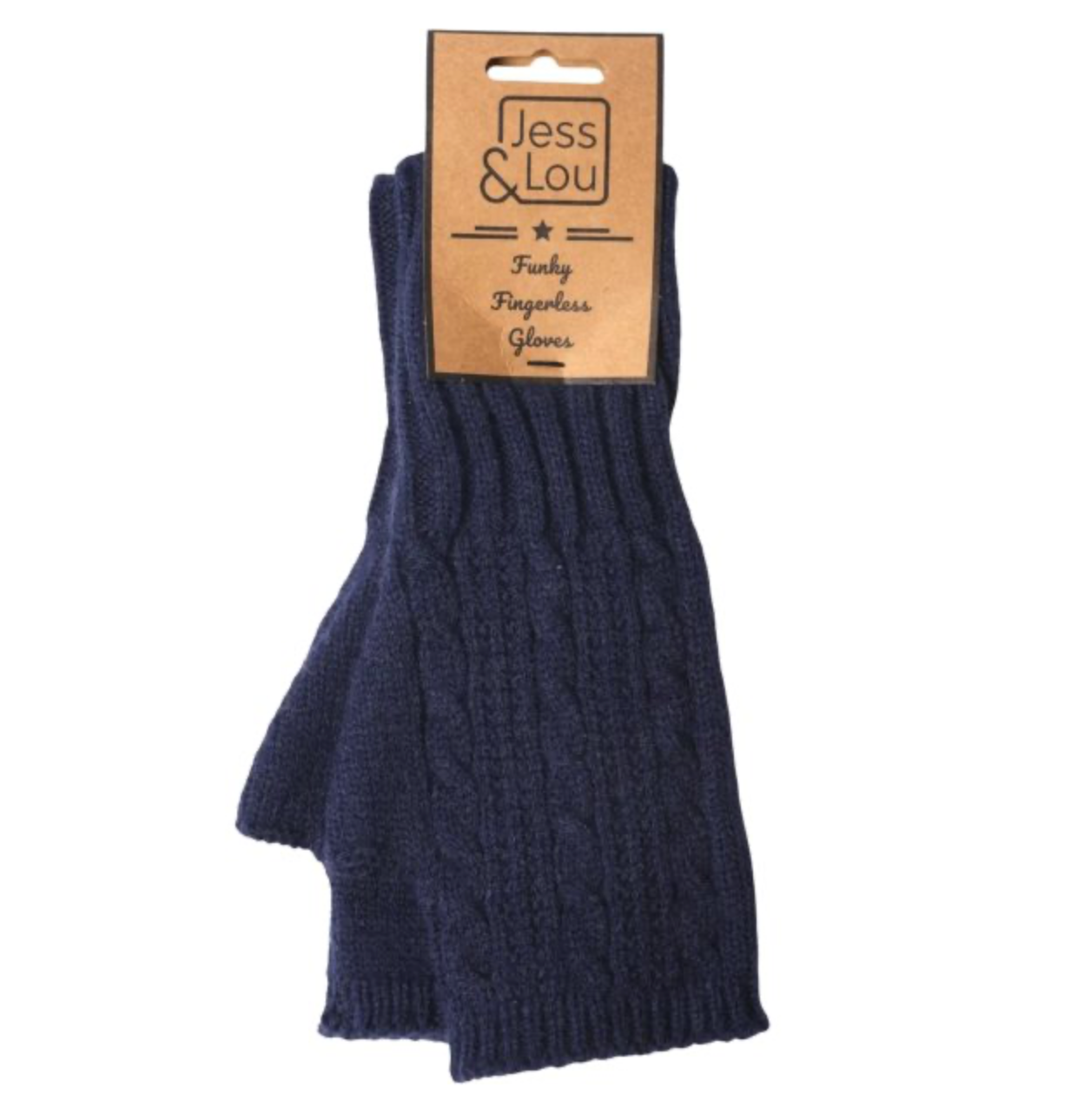 Cosy Fingerless Cable Knit Gloves – Warm & Stylish : Navy