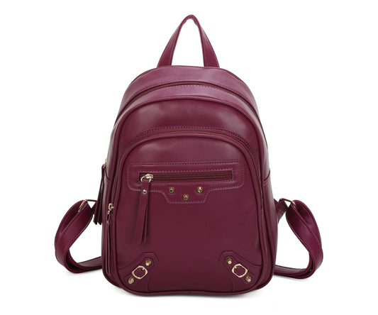Soft Pu Medium Size  Studs Details Backpack Bag