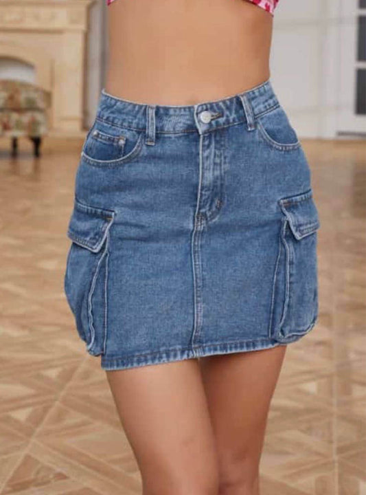 Cargo denim mini skirt image 0