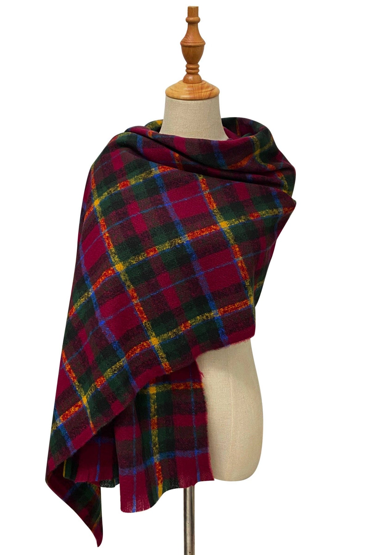 Vibrant Tartan Blanket Wrap: Burgundy