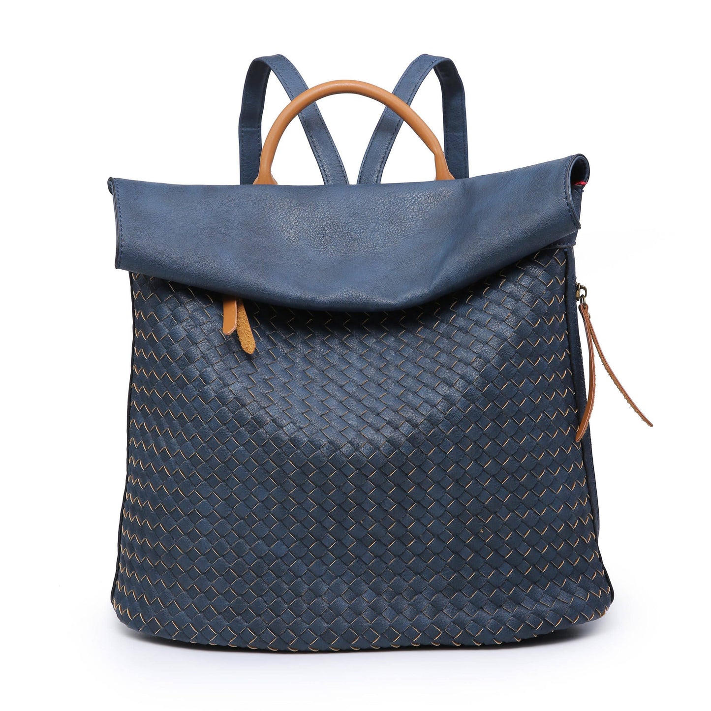 Woven Vegan Leather Rucksack: NAVY