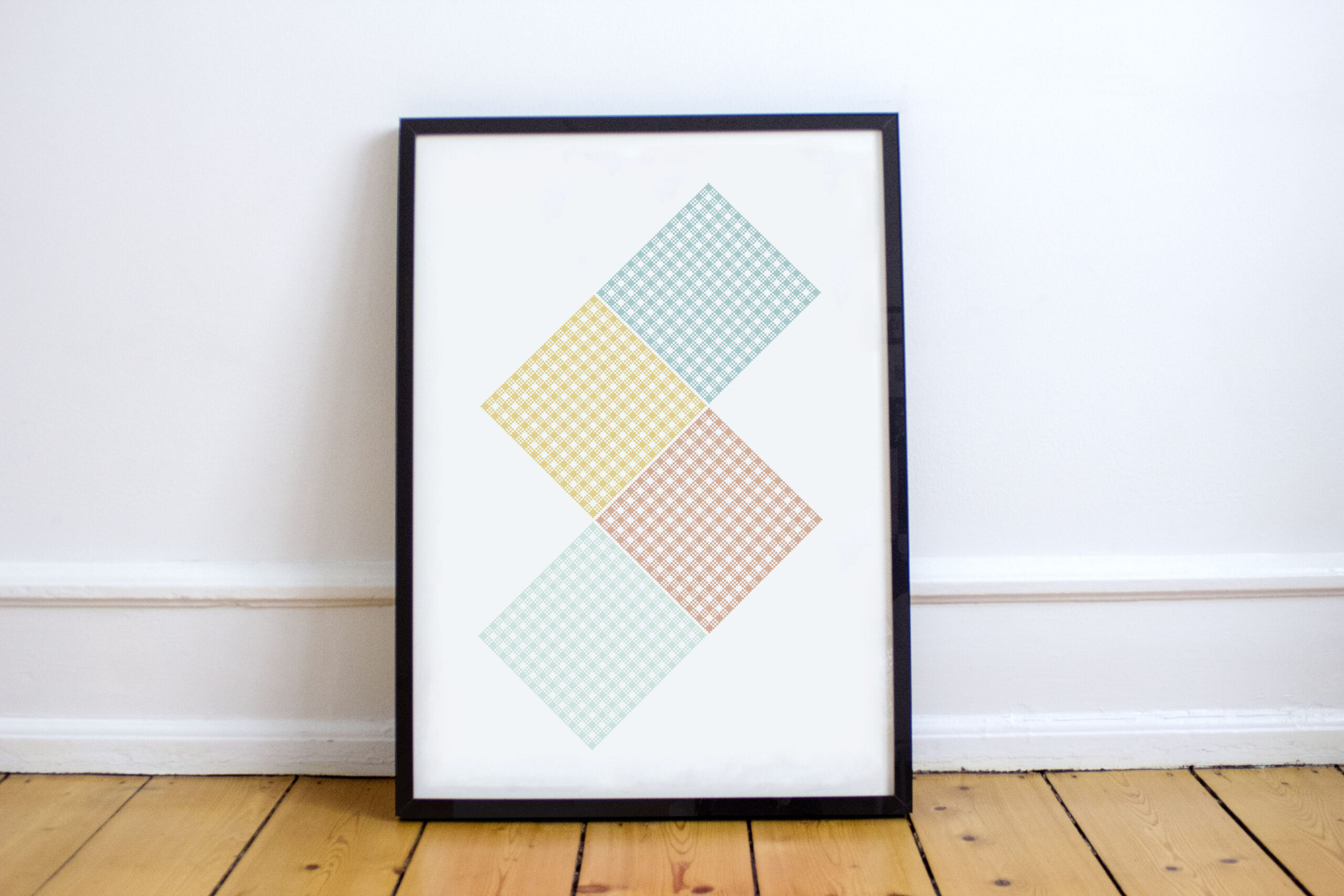 Geometric poster print, using the style of plaid knitting pattern
