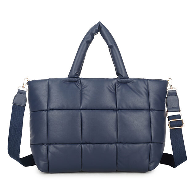 navy quilted tote