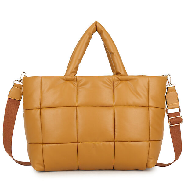 mustard quilted tote
